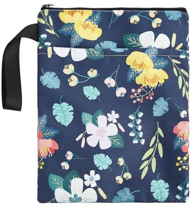 NICENEEDED Cubierta de Libro Gruesa con Diseño de Flores Y Hojas Y Cremallera, Funda de Libro con Cuerda Más Ancha, Protector de Libro Impreso