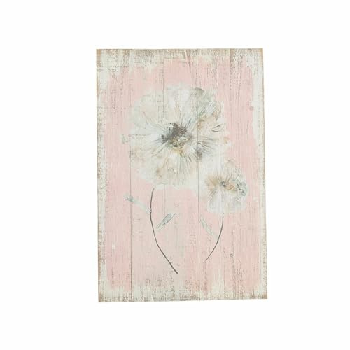 Loberon Dekoboard Lumeron, rosa/antikweiß | Zartes Blütenmotiv, im Vintage-Stil, zum Hängen oder Anlehnen, Nostalgischer Look, Wanddekoration, Tannenholz, Eisen