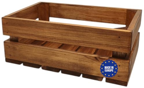 GoodFreshDecor Holzkiste Weinkiste Obstkiste Gemüsekiste Möbelkisten & Deko Aufbewahrungskiste Aus Holz Vintage Deko Outdoor Außen Innen Holzbox 30 x 20 x 12 cm braune Farbe