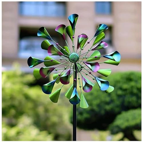 WXJHNYBS Windräder Garten, 200×52cm,Doppelwindrad,Kugellager Garten Deko Draußen Einzigartige und Magische WindräDchen für Garten als Dekoration