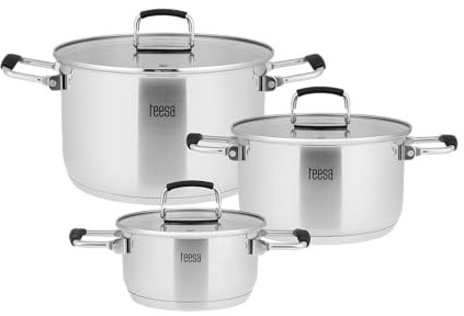Teesa Juego de 3 ollas 6 piezas COOK PRIME acero inoxidable todo tipo de cocinas TSA0149