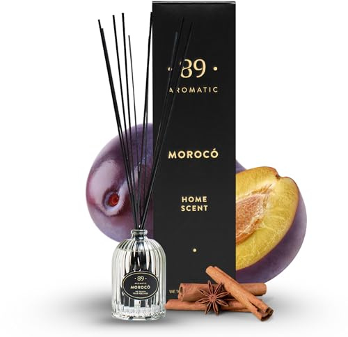 Aromatic •89• Raumduft Diffuser mit 7 Duftstäbchen – Luxus Raumdüfte mit Zimt, Weihrauch & Tonkabohne, Raumerfrischer & Raum Duft Wohnzimmer, Büro & Wohnung, Badezimmer Duft Lufterfrischer