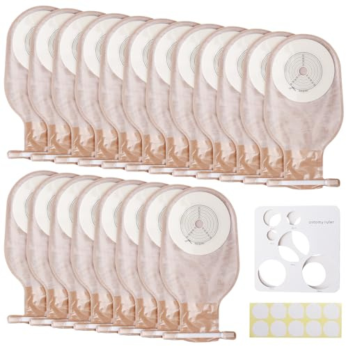 20 sacchetti per colostomia: sacchetto monopezzo per stomia per donne e uomini, sacchetto monouso per stomia drenabile monopezzo per l'approvvigionamento ileostomico, alloggiamento tagliabile da 15 mm