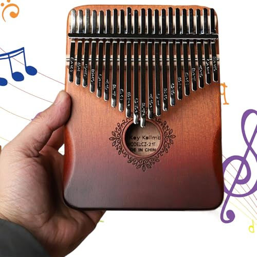 Kalimba für Kinder 21 Schlüssel hölzernen Kalimba Daumen Klavier abgestimmtes Handheld Finger Daumen Klavier mit Schnitzerei für Kinder, Erwachsene, Anfänger, Blume