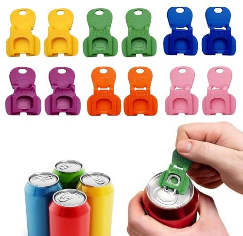 Abridor de Latas Colorido, 12 Piezas Abridor de latas de bebidas, abrelatas coloridos, manual Easy Can Opener, Abrelatas de cerveza de soda, Abrelatas De Bebidas, para Cola, Cerveza, Refresco