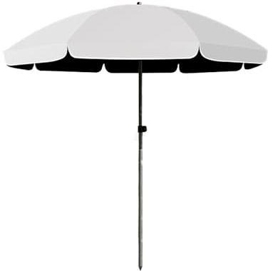 Ombrellone da esterno da 2,8 m, regolabile, ottagonale, con 8 costole, rotondo, per balcone, giardino, spiaggia, base non inclusa, colore bianco