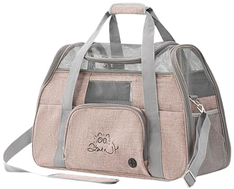 Pasdrucn Flugtasche Für Hunde & Transportbox Katze Hundes, Faltbare Katzentransportbox, Transporttasche Katze Und Hunde, Bis 10kg, Hundetragetasche, Hundebox Auto Transportbox Katze (Magenta)