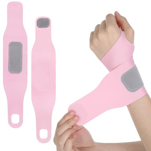 Nogeqi Lot de 2 bandages de poignet réglables - Bandage de poignet respirant - Tendinite - Bandage fin pour soulager la douleur - Convient pour le sport et le fitness (rose)