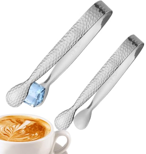 Qumiuu Kleine Zuckerzange | 2 Stück Edelstahl Servierzangen - Servierzange für Vorspeisen - für Zitronenscheiben Teetrinker Kaffeeliebhaber Bäcker Restaurant Hotel Club Esstisch Dessertstation