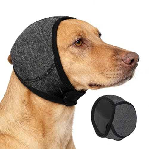 Longgaogao Hunde Ohrenschützer Mit Geräuschunterdrückung,Elastische Winterhaube,Elastischer Gehörschutz Für Hunde, Für Geräuschblockierung, Beruhigung, Winter, Baden, Trocknen（Schwarz）