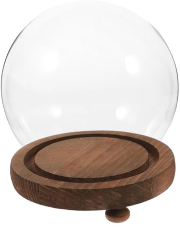 AKOOSY Cloche en Verre Sphérique Transparente avec Socle Antique à Pieds 15 CM Protection Anti-Poussière pour Terrarium Plantes et Décorations Micro-Paysages Vitrine Élégante pour