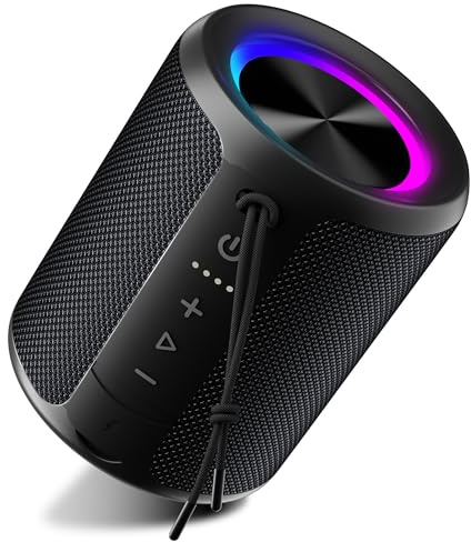 DUDGSIS Portable Bluetooth Speaker, Wireless Speakers With Led Light, Louder Volume & Enhanced Bass, IPX7 Waterproof, 15H Playtime, Durable Loud Outdoor Speaker for Travel, Sport
