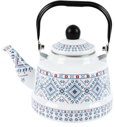 Bollitore da tè da cucina | Teiera smaltata vintage da 2,5 litri | Teiera smaltata | Adatto per casa, cucine, dormitori, appartamenti, picnic, campeggio, cortili, giardini e