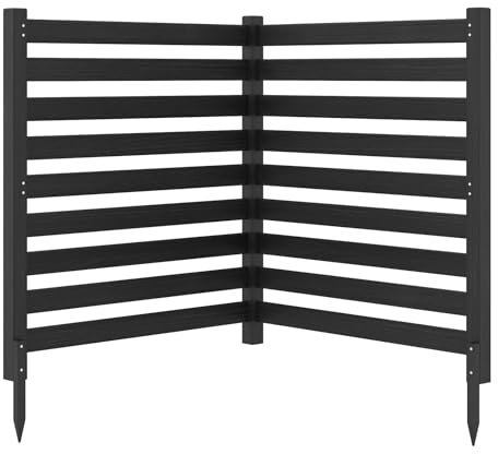 COSTWAY Recinzione da Giardino in Legno Massello, Schermo per Privacy da Esterno Regolabile, Pannelli Privacy da Giardino per Condizionatore e Bidoni della Spazzatura e Divisorio di Spazio (Nero)
