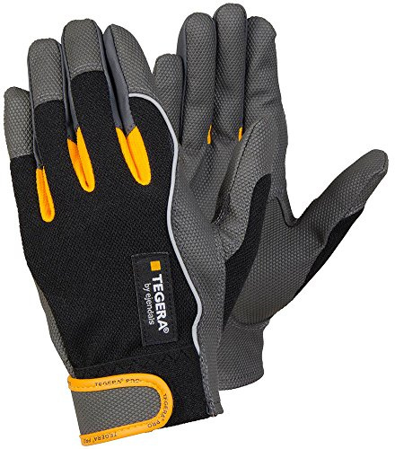 Ejendals Handschuh Tegera 9120 aus Synthetikleder, Größe 9, 1 Stück, schwarz/grau/gelb, 9120-9