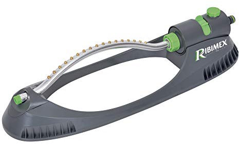 Ribiland 00451 - Arroseur Oscillant Réglable - Bras Métal à 17 Jets - 50 x 18 cm - Gris/Vert