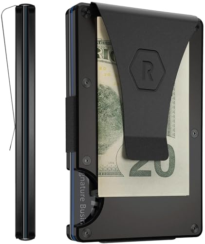 The Ridge Minimalist Slim Plånbok för män - RFID-blockerande kreditkortshållare framficka (svart)