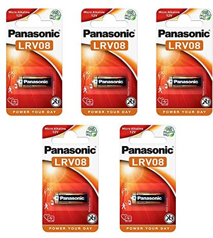 Panasonic 5 Stück Batterien Cell Power LR23 (LRV08) Alkaline Manganese battery 12 V