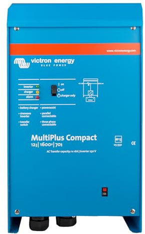 Victron Energy MultiPlus 230V, 1600VA 12-Volt Convertisseur à Sinusoïde Pure et Chargeur de Batterie 70 ampères, Compact