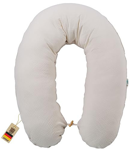 sei Design Stillkissen Mikroperlen XXL Lagerungskissen Schwangerschaftskissen Seitenschläferkissen 190x30 cm groß (Bezug Teddy Plüsch Natur, Füllung EPS Mikroperlen)