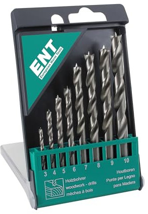 ENT 09248 8-tlg. HSS-G Holzbohrer-Set - 3-10 mm - geschliffener HSS-Holzspiralbohrer