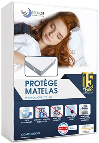 Dreamzie - Matratzenschoner 80x200 - Wasserdicht - Baumwolle | Oeko-Tex zertifiziert · Mit 4 Eckgummis · Waschbare Matratzenauflage · Inkontinenzunterlage · Matratzenschutz Anti-milben