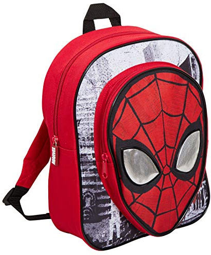 Marvel Spindelmannen ryggsäck pojkar Avengers skolväska resor lunchväska reflekterande ögon med ficka, Röd, Taille unique, Packsäck