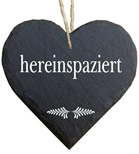 Homeyourself Herz Schieferherz Schiefer Schieferschild 10 x 10 cm Herren Toilette schwarz Dekoschild Wandschild Schild Stein Willkommen