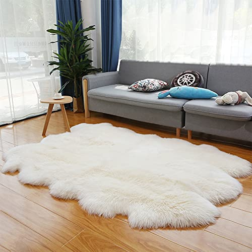 Altlue Tappeto in vera pelle di pecora, grande, per soggiorno e camera da letto, colore: bianco (dimensioni: 150 x 200 cm)