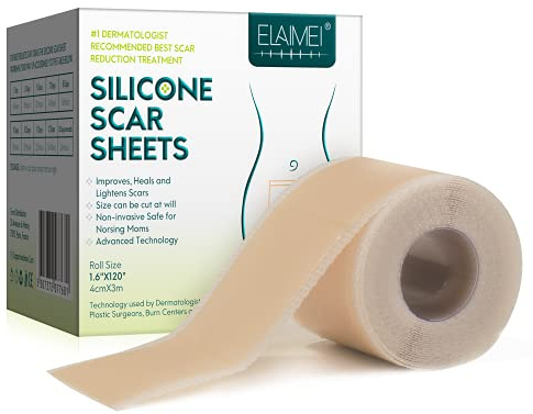 Silicone Scar Tape (1.6 x 120 - 3M), Reusable Adhesive Silicone Sheets for Scar Care
