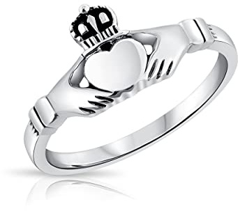 DTPsilver® Claddagh ring i fint silver 925 - kärlek, lojalitet och vänskap - gult eller rosa guldpläterat hjärta, med eller utan keltisk knut., Silver