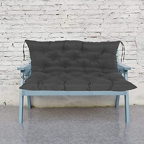 Outdoor Wasserdichtes Schaukel-Sitzkissen mit Rückenlehne, dickes 10,2 cm Bankkissen Pad mit Bändern, 2 oder 3 Sitzer Sitzpolster Ersatz für Garten Terrasse Schaukel Möbel