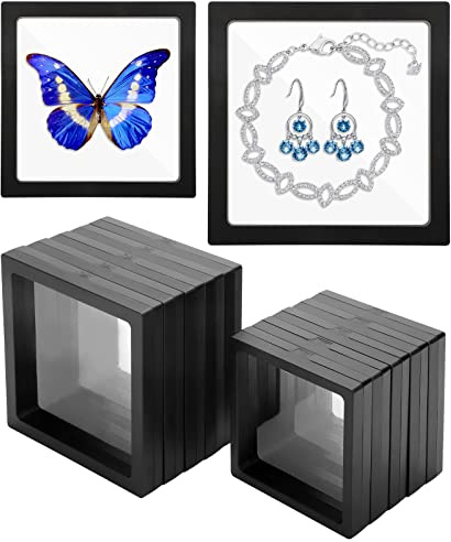 Linkstyle 10PCS Challenge Coins Display Stand Holder, 3D Floating Frame Transparent PE Floating Display Case, Jewelry Storage Box Suspension Frame for Medal, Medallion, Stamps