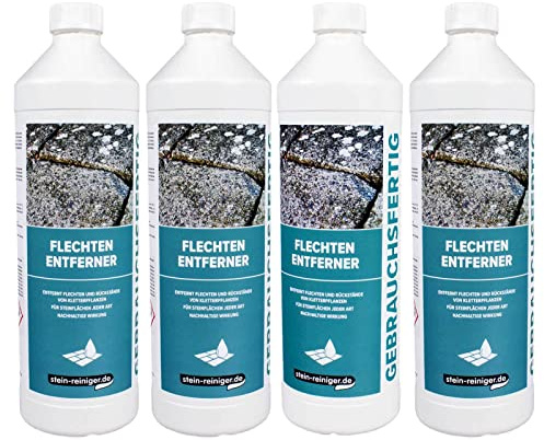 stein-reiniger Flechten Entferner 1 L - Flechten stoppen und entfernen, Pilz-Entferner, Algen-Entferner, Flechtenentferner, Algenentferner, Menge:4