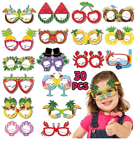 Leesgel 30 Stück Party Brillen Hawaii Deko, Hawaii Partybrille Hawaiian Partybrillen Kinder Erwachsene für Sommer Tropical Strand Luau Party, Hawaii Party Zubehör Kindergeburtstag Gastgeschenke Kinder