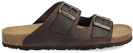 PAYMA – Sandales en Cuir pour Homme Femme Unisex. Deux Boucles. Bout Ouvert. Tongs Confortables. Bio Semelle Anatomique. Marron, Noir, Cuir.