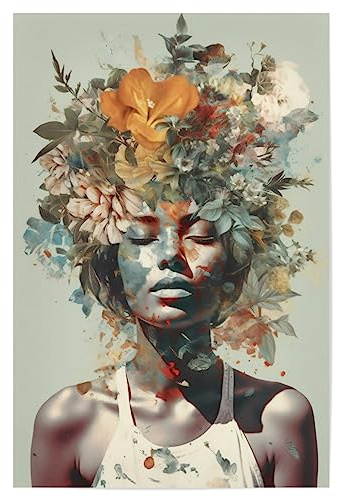 artboxONE Poster 45x30 cm Natur Pop floral Portrait - Bild ago Art Print Blumen Frau gemälde blumenkopf