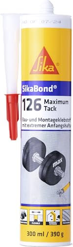 SIKA – Montageklebstoff – SikaBond-126 Maximum Tack Schwarz – starke Anfangshaftung – geeignet für Metalle und Baustoffe – lösemittelfrei – 300 ml