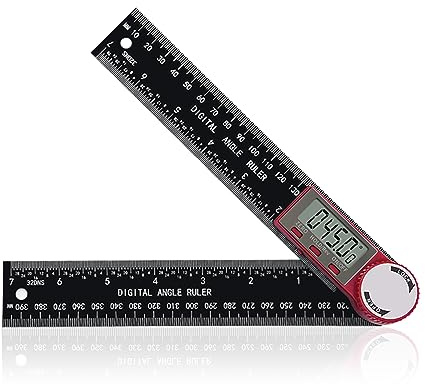 Digital Angle Finder, Angle Protractor Ruler with 200mm/ 7 inch, Carbon Fiber Plastic Woodworking Tools Goniometer Carpenter Protractor with LCD Display Digital Protractors