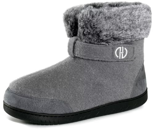 GURGER Pantofole Donna Uomo Invernali Chiuse Calde Stivaletto da Casa Peluche Ciabatte Alte Grigio 40 41