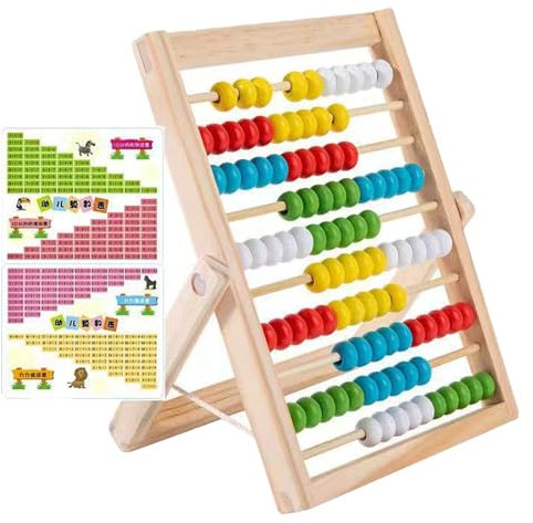 GNAUMORE Rechenschieber Rechenrahmen Kinder,Abakus für Kinder,Grundschule Mathe Spielzeug,Zählen und Rechnen Hölzerne Abakus,Zählrahmen Grundschule Mathe,Rechenschieber Rechenrahmen