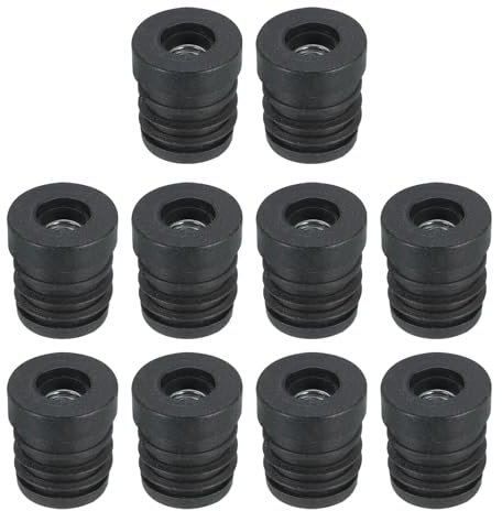QUARKZMAN 10pz Inserti per Tubi Tondi con Filettatura M6, Tappi Sedie per Tubi Rotondi 19mm/0,75 OD Tappo Rotondo Plastica Nera con Inserto per Rotelle Tappi Sedie Gambe Mobili