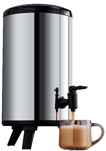 ANSNOW Barril de Agua Termo para Té con Leche Comercial con Grifo, Dispensador de Bebidas de Agua Caliente con Aislamiento de Acero Inoxidable, Recipiente para Bebidas para Jugo, Café, Té con Leche/