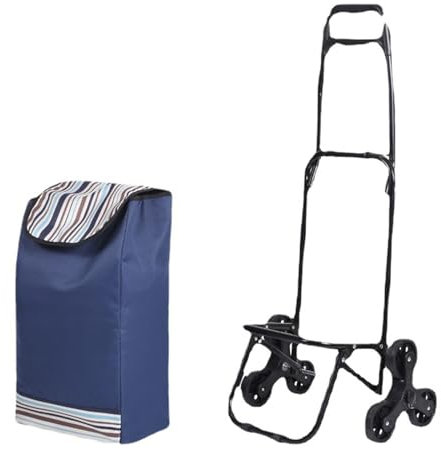 BURLOE Climb Einkaufstrolley, Treppensteiger Mit 3-Rad-Mechanik Klappbarer Einkaufswagen Abnehmbare Jumbotasche Wetterfeste Materialien,Blau