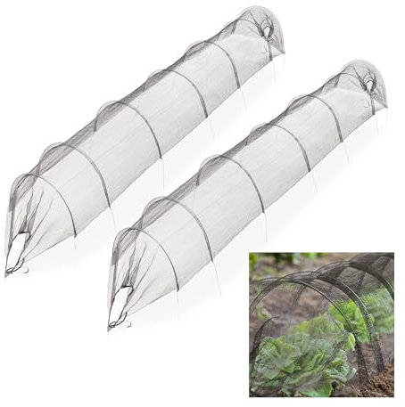 Relaxdays Serra per Orto con Archetti, Set da 2, Tunnel di 3 m, da Giardino, Protezione da Uccelli e Parassiti, Nero, Ferro