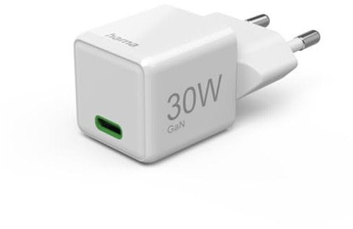 Hama Schnellladegerät USB C, Super-Mini-Format 2,85 x 2,85 x 3,10 cm, 30W | Schnelllader weiß, unterstützt Power Delivery und Qualcomm Quick Charge, GaN Charger, ideal für iPhone und Galaxy-S-Serie