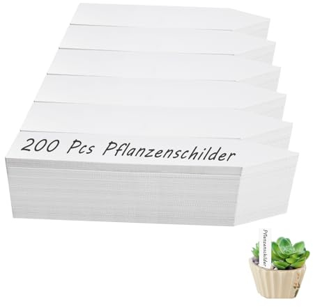 Rimoev 200 Stück Pflanzschilder, Weiß Pflanzenstecker Kunststoff, 10x2CM Garten Pflanzenetiketten, Draussen Pflanzenbeschriftungen, Pflanzen beschriftungsschilder Wetterfest