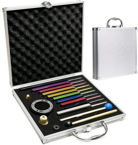 RATSTONE Diapason Therapeutique,Set de 10 diapasons avec base + 2 marteaux en silicone et chiffon de nettoyage, idéal pour la guérison des chakras, la guérison par le son et l'anti-stress.