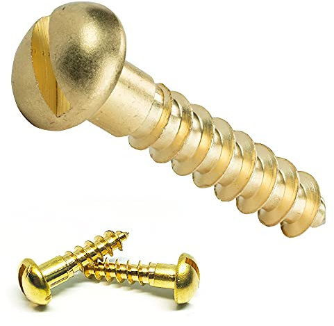20Pcs M2 M3 M4 M4 M5 M6 Solid Brass Round Head Wood Screws Slotted Drive Self Tapping Wood Screws Fully Threaded Fastener(M4 x 30mm)
