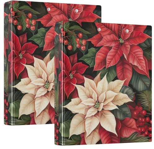 Ringbuch mit Weihnachtsblumen, 2 Stück, 3,8 cm (1 1/2 Zoll) für College